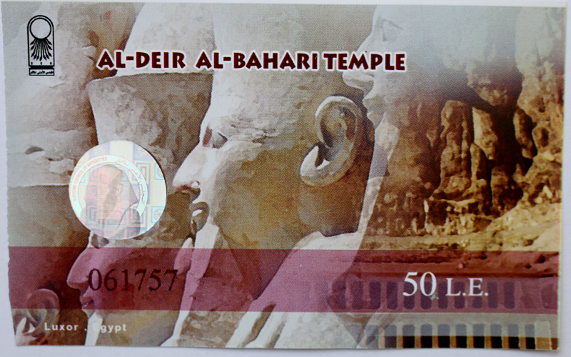 Ticket for Mortuary Temple of Hatshepsut in Egypt