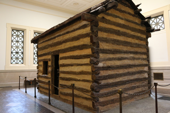 This is the log cabin in which Abraham Lincoln was born. Photograph ©2014 by Brian Cohen.