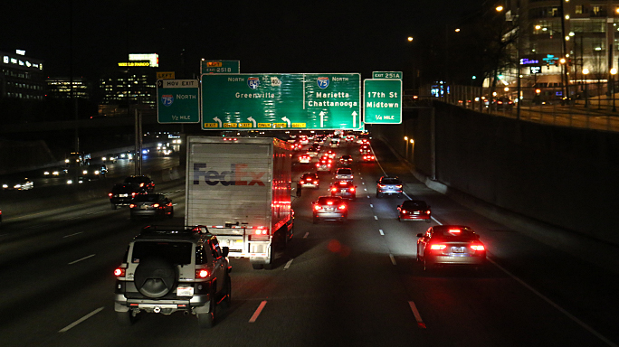 Interstate 75 85 highway night Atlanta