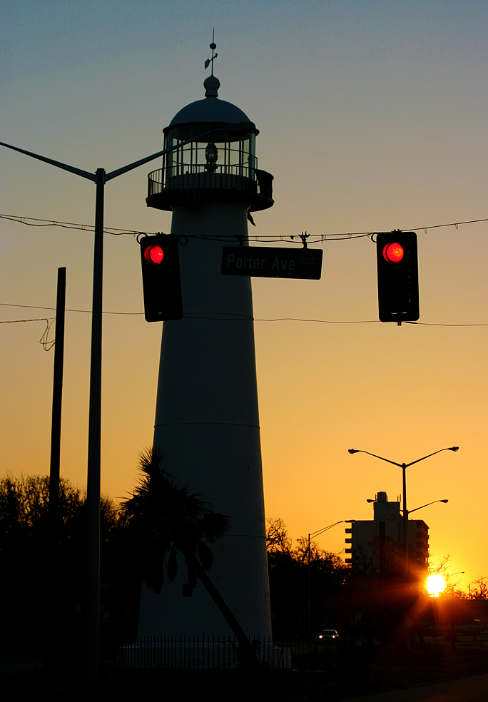Biloxi Lighthouse silhouette sunset