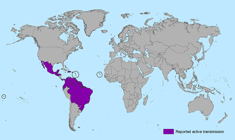 Zika virus map January 2016