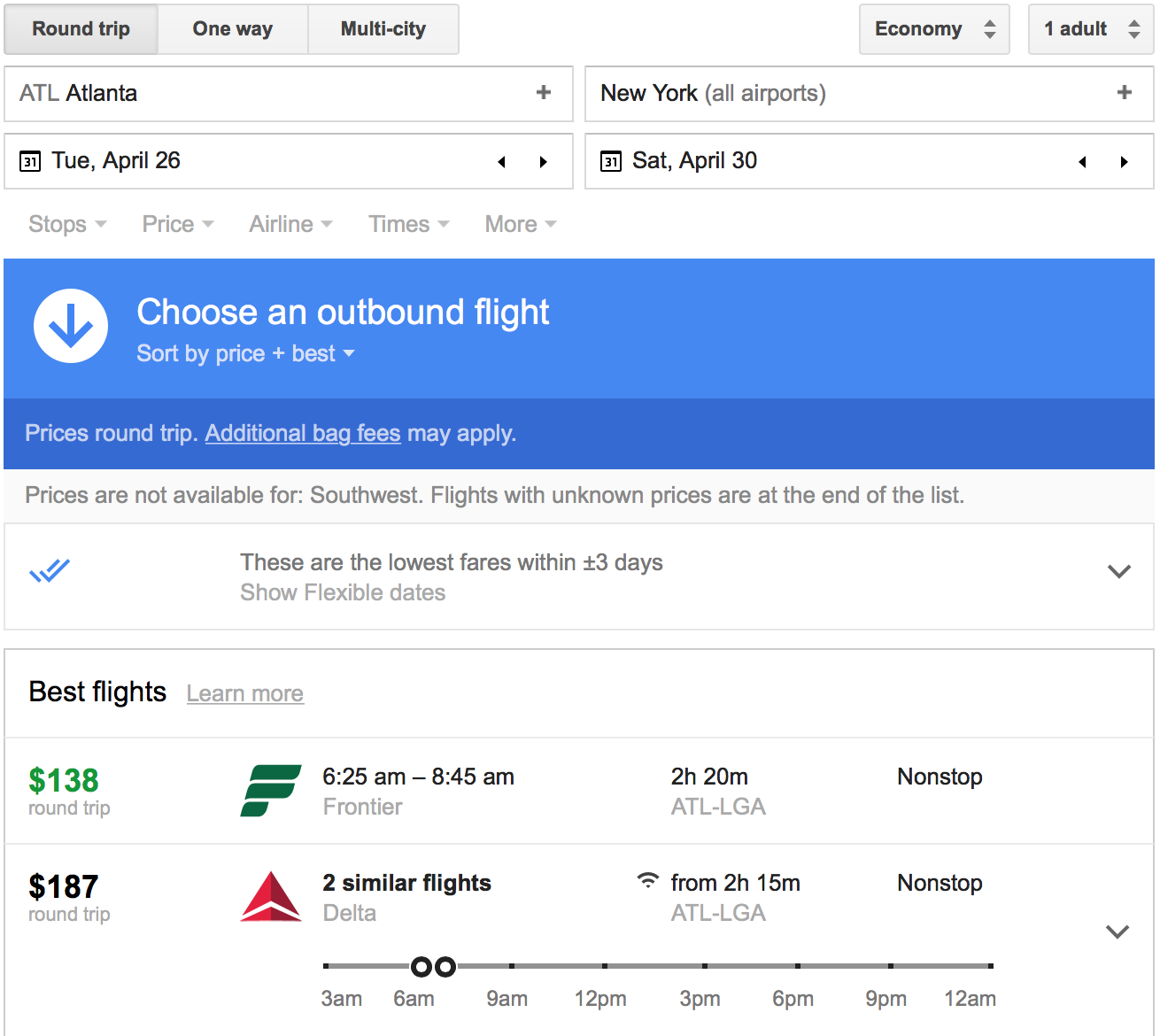 google flights screen shot