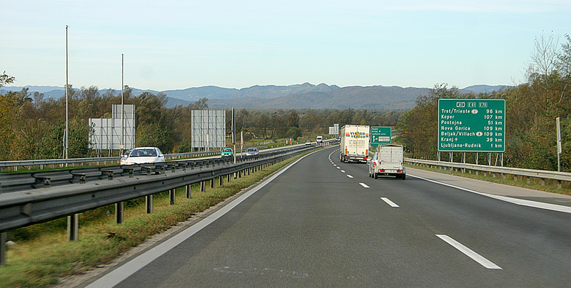 Highway in Slovenia heading to Austria and Italy