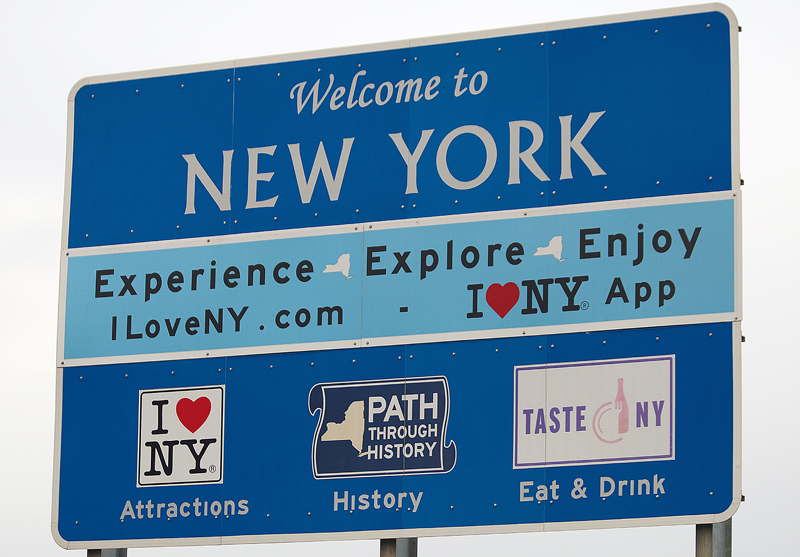 Welcome to New York highway sign